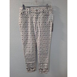7 For All Mankind Women' Crop Slim Cigarette Silver Paisley Rhinestones  28 NWT